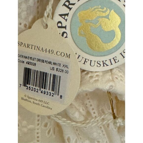 Spartina Catrina Eyelet Dress Pearl White XXL NEW - Picture 6 of 7